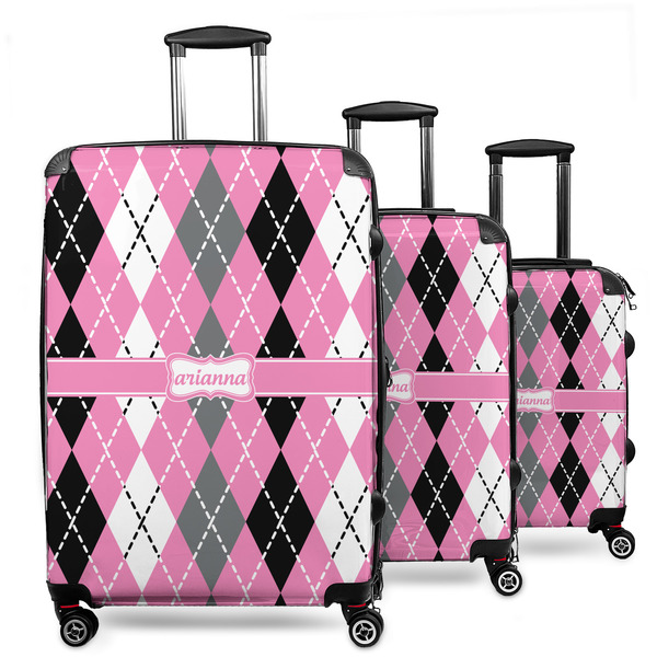 Custom Argyle 3 Piece Luggage Set - 20" Carry On, 24" Medium Checked, 28" Large Checked (Personalized)