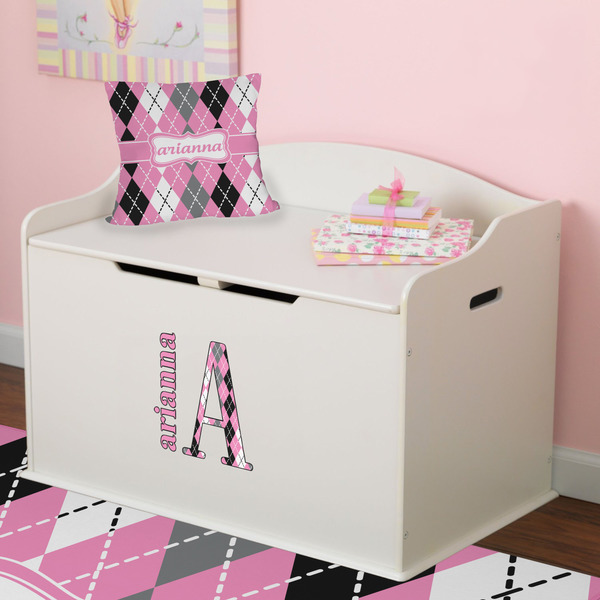 Argyle Wall Name & Initial Small on Toy Chest