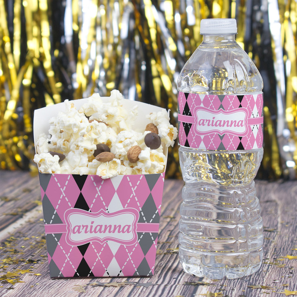 Argyle Water Bottle Label - w/ Favor Box