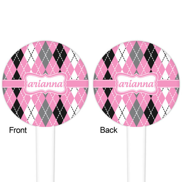 Argyle White Plastic 4" Food Pick - Round - Double Sided - Front & Back