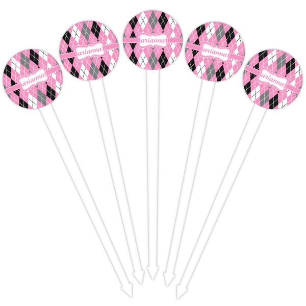 Argyle White Plastic 4" Food Pick - Round - Fan View