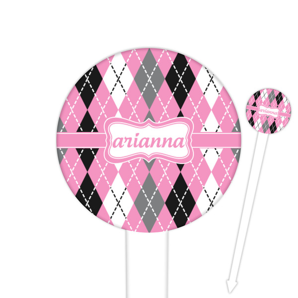 Custom Argyle Round Plastic Food Picks (Personalized)