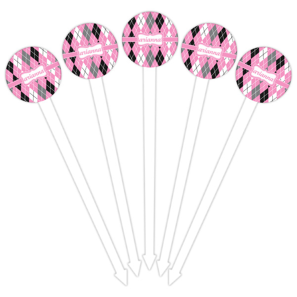 Argyle White Plastic 6" Food Pick - Round - Fan View