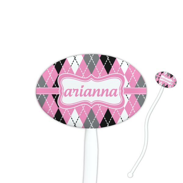 Custom Argyle Oval Plastic Stir Sticks (Personalized)