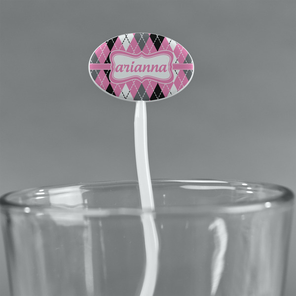 Argyle White Plastic 7" Stir Stick - Oval - Main