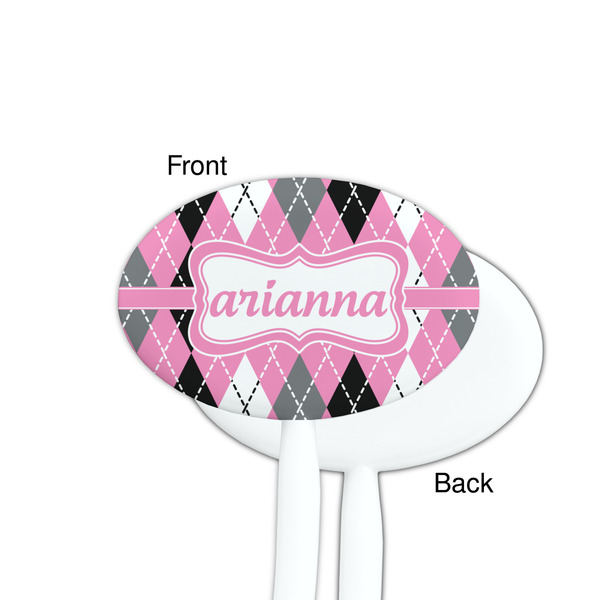 Argyle White Plastic 7" Stir Stick - Single Sided - Oval - Front & Back