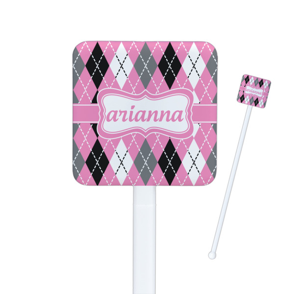 Custom Argyle Square Plastic Stir Sticks (Personalized)