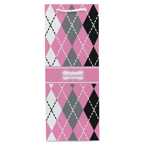 Argyle Wine Gift Bag - Matte - Front