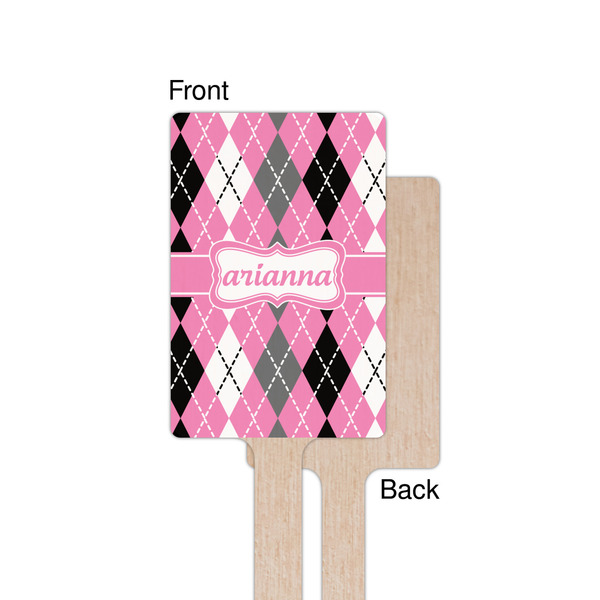 Argyle Wooden 6.25" Stir Stick - Rectangular - Single - Front & Back
