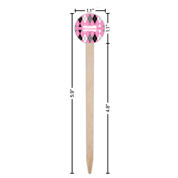 Argyle Wooden 6" Food Pick - Round - Dimensions