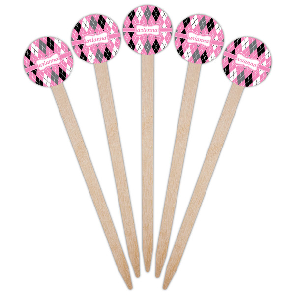 Argyle Wooden 6" Food Pick - Round - Fan View