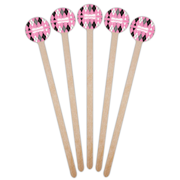 Argyle Wooden 6" Stir Stick - Round - Fan View