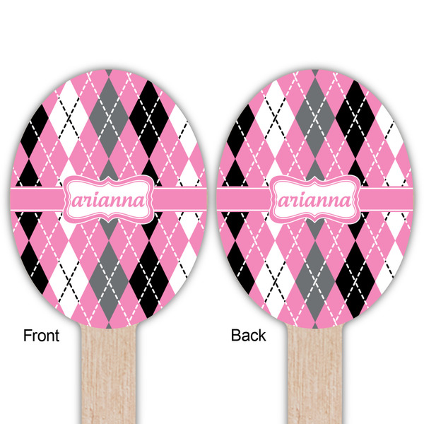 Argyle Wooden Food Pick - Oval - Double Sided - Front & Back