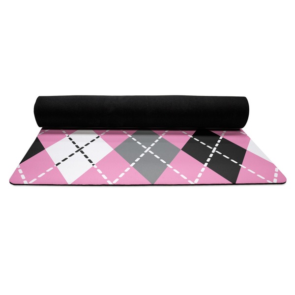 Argyle Yoga Mat Rolled up Black Rubber Backing