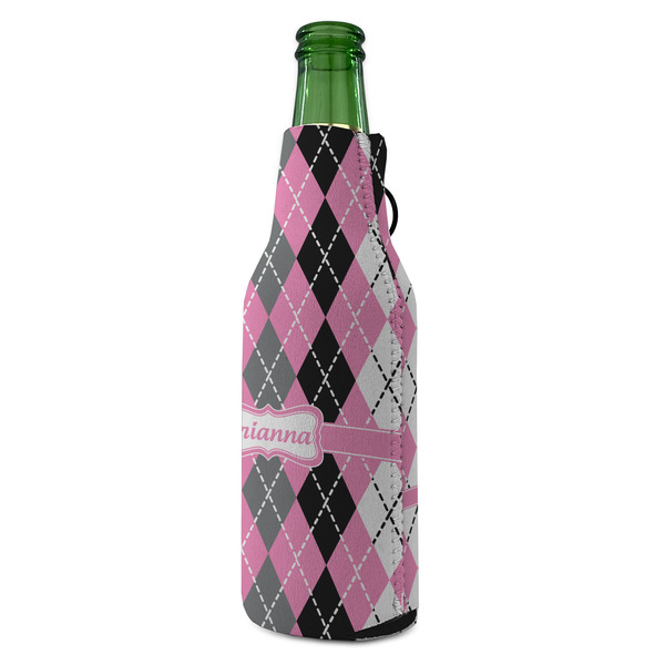 Argyle Zipper Bottle Cooler - ANGLE (bottle)