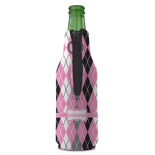 Argyle Zipper Bottle Cooler - BACK (bottle)