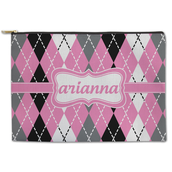 Custom Argyle Zipper Pouch - Large - 12.5"x8.5" (Personalized)