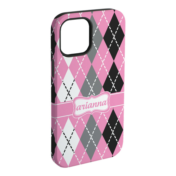Custom Argyle iPhone Case - Rubber Lined - iPhone 15 Plus (Personalized)