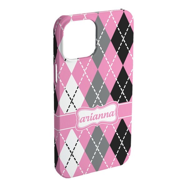 Custom Argyle iPhone Case - Plastic - iPhone 15 Pro Max (Personalized)