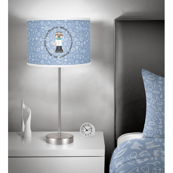 Dentist 13 inch drum lamp shade - in room