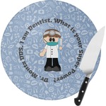 Dentist Round Glass Cutting Board - Small (Personalized)
