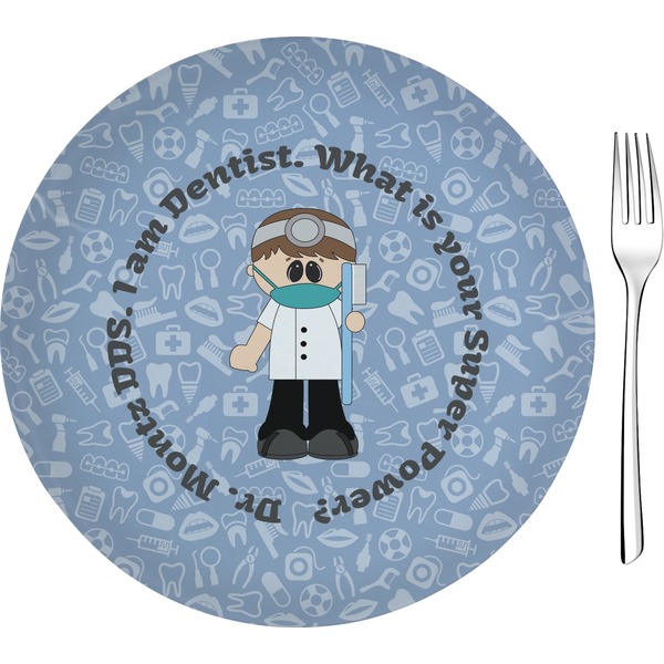 Custom Dentist 8" Glass Appetizer / Dessert Plates - Single or Set (Personalized)