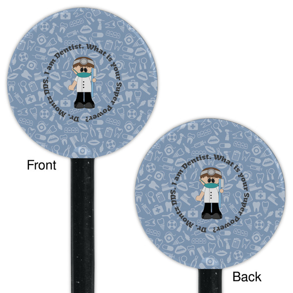 Dentist Black Plastic 5.5" Stir Stick - Double Sided - Round - Front & Back
