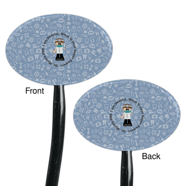 Dentist Black Plastic 7" Stir Stick - Double Sided - Oval - Front & Back