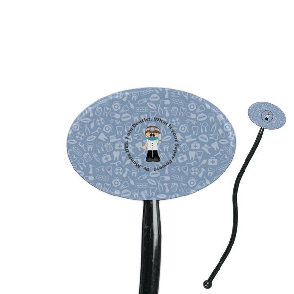 Custom Dentist 7" Oval Plastic Stir Sticks - Black - Single Sided (Personalized)