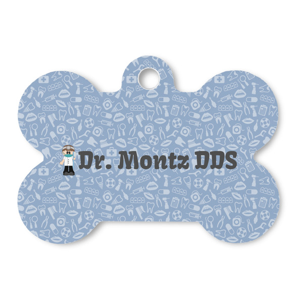 Custom Dentist Bone Shaped Dog ID Tag - Large (Personalized)