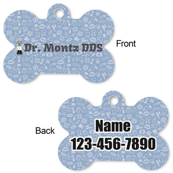 Dentist Bone Shaped Dog Tag - Front & Back