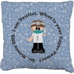 Dentist Faux-Linen Throw Pillow 16" (Personalized)