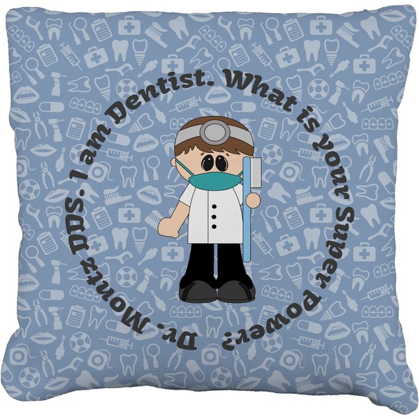 Custom Dentist Faux-Linen Throw Pillow 16" (Personalized)