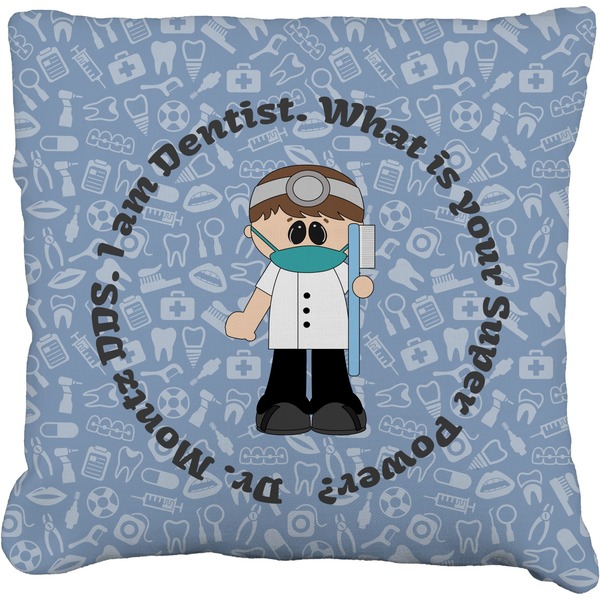 Custom Dentist Faux-Linen Throw Pillow 18" (Personalized)