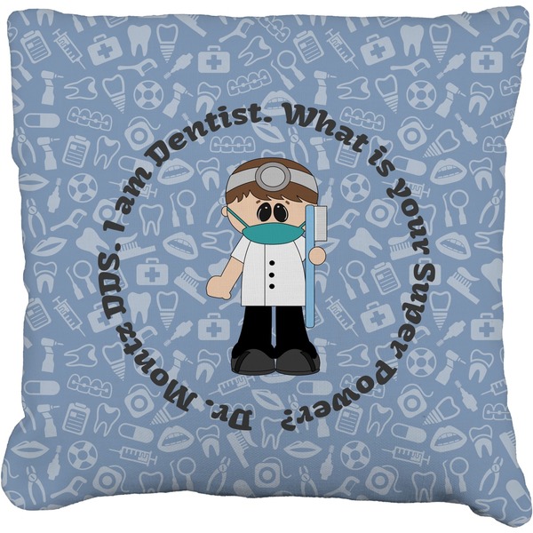 Custom Dentist Faux-Linen Throw Pillow 20" (Personalized)