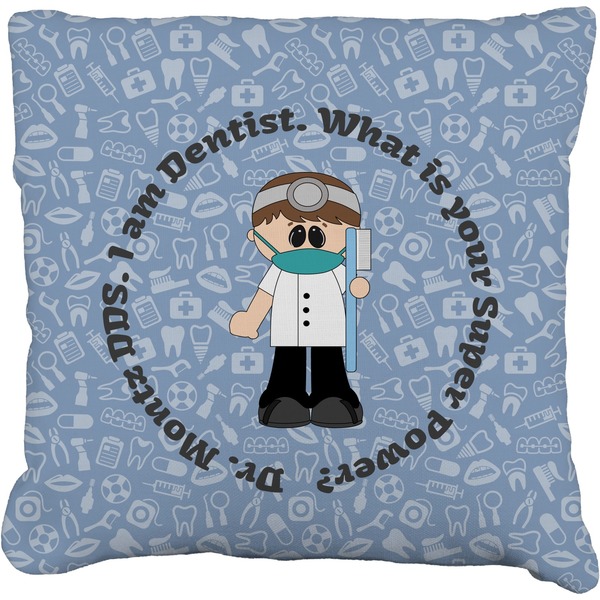 Custom Dentist Faux-Linen Throw Pillow 26" (Personalized)