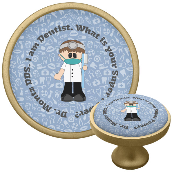 Custom Dentist Cabinet Knob - Gold (Personalized)