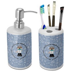Dentist Ceramic Bathroom Accessories Set (Personalized)