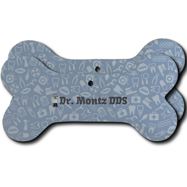 Custom Dentist Ceramic Dog Ornament - Front & Back w/ Name or Text