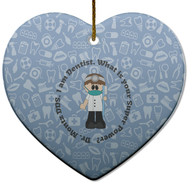Custom Dentist Heart Ceramic Ornament w/ Name or Text