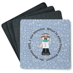 Dentist Square Rubber Backed Coasters - Set of 4 (Personalized)