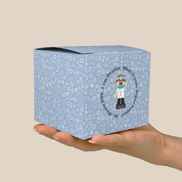 Dentist Cube Favor Gift Box - On Hand - Scale View
