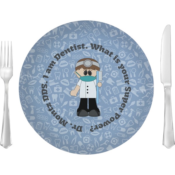 Custom Dentist 10" Glass Lunch / Dinner Plates - Single or Set (Personalized)