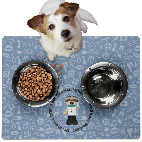 Custom Dentist Dog Food Mat - Medium w/ Name or Text