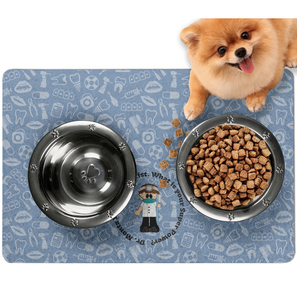 Custom Dentist Dog Food Mat - Small w/ Name or Text