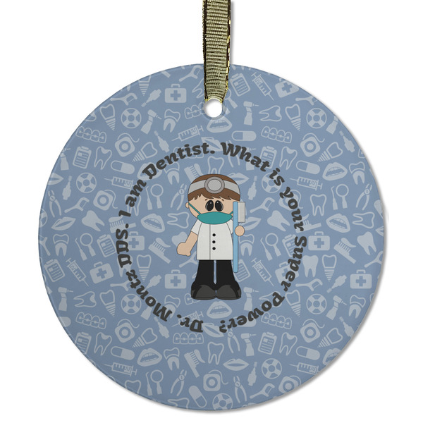 Custom Dentist Flat Glass Ornament - Round w/ Name or Text