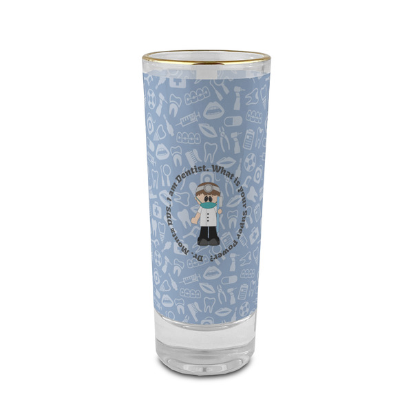 Custom Dentist 2 oz Shot Glass - Glass with Gold Rim (Personalized)