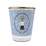 Dentist Glass Shot Glass - 1.5 oz - with Gold Rim - Set of 4 (Personalized)