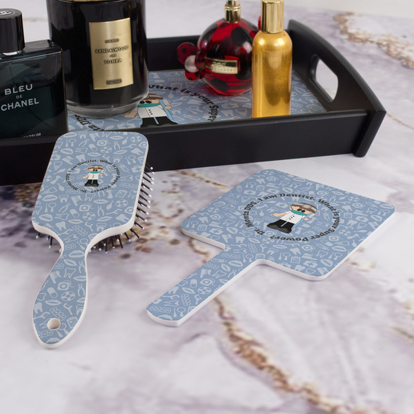 Dentist Hair Brush and Hand Mirror - Bathroom Scene