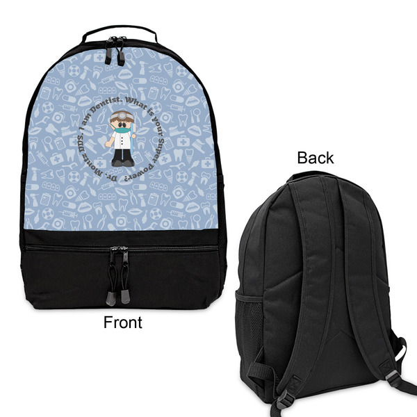 Dentist Large Backpack - Black - Front & Back View